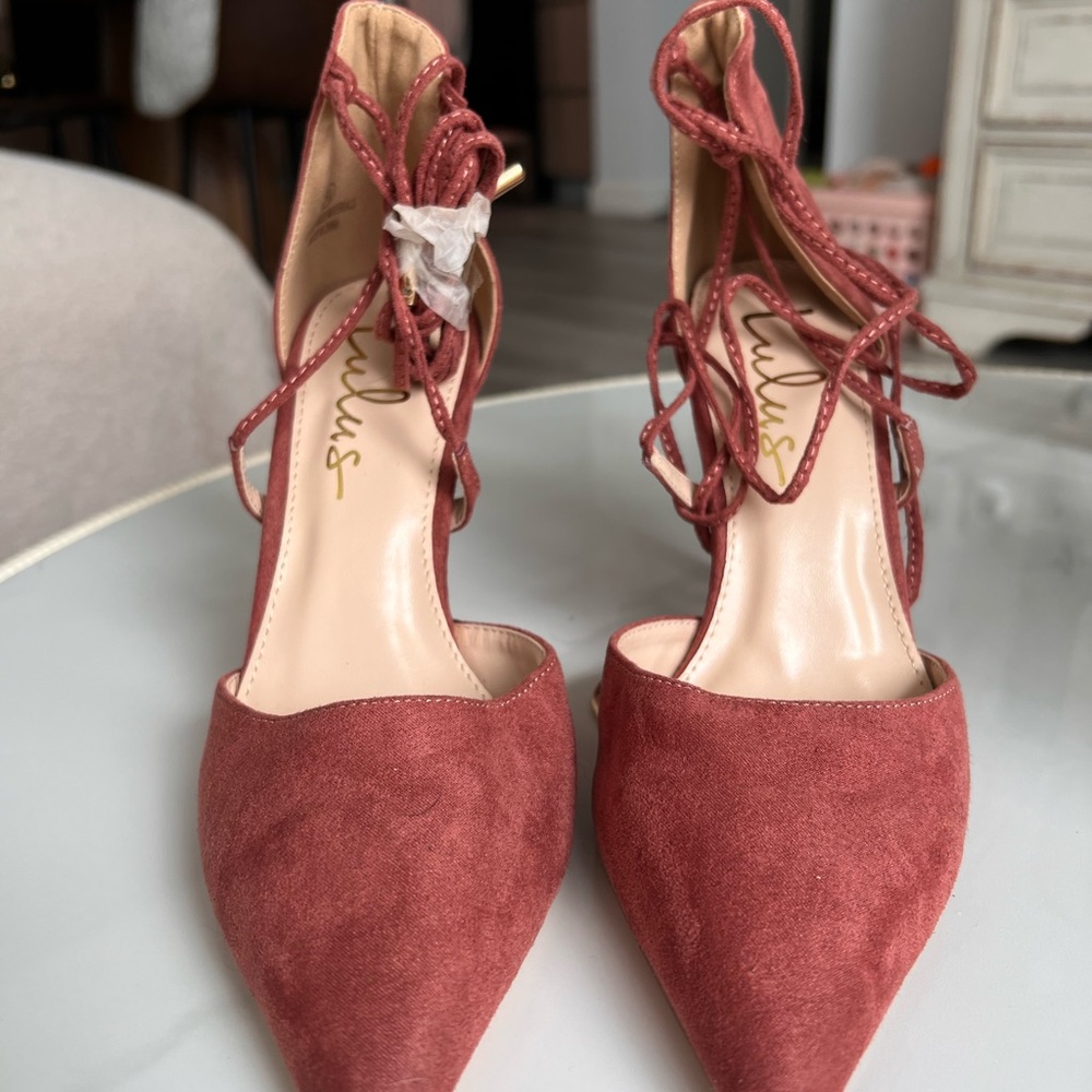 Lulu's Women's Pink Lace-Up Heels